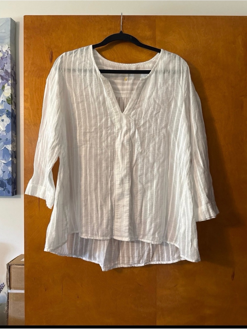 Lilly Pulitzer White V-Neck Lightweight Gauze Blouse